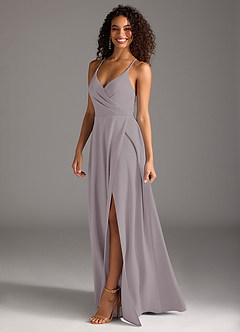 Azazie Davis Bridesmaid Dresses Dusk A-Line Pleated Stretch Crepe Dress image2