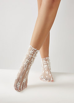 front Sheer Lace Crew Socks