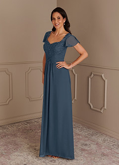 Azazie Gwenyth Mother of the Bride Dresses Neptune A-Line Lace Chiffon Dress image12