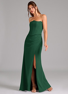 Azazie Jenine Bridesmaid Dresses Dark Green Mermaid Strapless Chiffon Dress image4