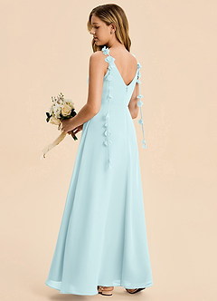 Azazie Gumdrop Junior Sea Glass Empire Pleated Chiffon Dress image4