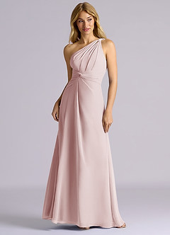 Azazie Isabelle Final Sale Blushing Pink A-Line One Shoulder Chiffon Convertible Dress image1