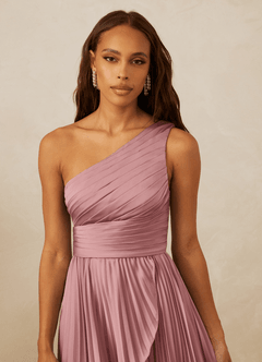 Christian Siriano Bridal for Azazie 1008 Robes de demoiselle d'honneur Robe Trapèze en Satin extensible Ue épaule Rose Poussiéreuse image8