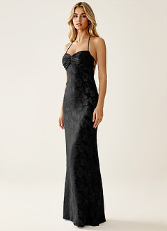 Angena Black Jacquard Open Back Summer Dress image3