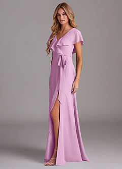 Azazie Lainey Bridesmaid Dresses Candy Pink A-Line with Pockets Chiffon Dress image10