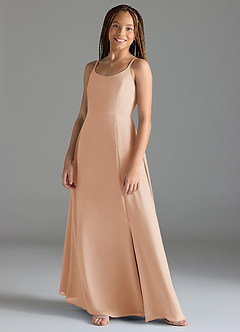 Azazie Moira Junior Agave A-Line with Pockets Chiffon Dress image3