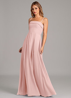 Azazie Lucienne Robes de demoiselle d'honneur Robe Trapèze Convertible en Mousseline de soie Sans bretelles Rose Poudré image6