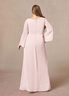 Azazie Belinda Mother of the Bride Dresses Blushing Pink A-Line V-Neck Pleated Chiffon Dress image7