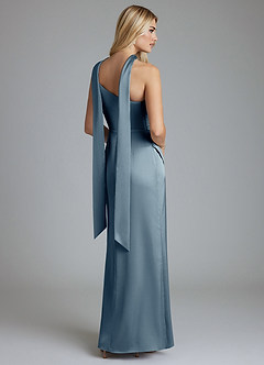 Azazie Adhara Suknie dla druhen Osłona Jedno ramię Satyna elastyczna Do ziemi Sukienka image2