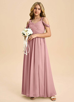 Azazie Lianne Junior Dusty Rose A-Line Off the Shoulder Chiffon Dress image1
