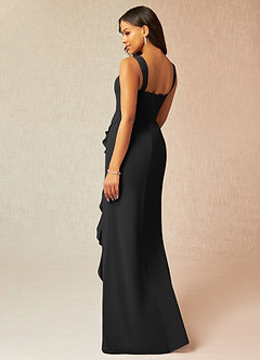 Azazie Camellia Brautjungfernkleider Etui Spitze Chiffon Kleid Schwarz image2