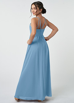 Azazie Leighton Junior Steel Blue A-Line Pleated Chiffon Dress image5