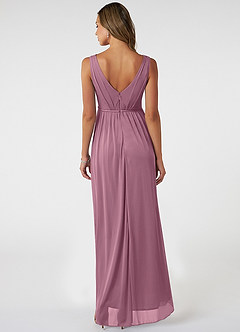 Azazie Tanicia Bridesmaid Dresses Vintage Mauve A-Line V-Neck Pleated Mesh Dress image2