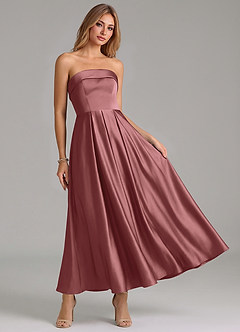 Azazie Lucienne Suknie dla druhen Linia A Pofałdowany Satyna elastyczna Długość kostki Sukienka image7