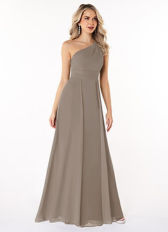 Azazie Dallas Jurken voor bruidsmeisjes Jurk van Chiffon met A-Lijn One-Shoulder Taupe image3