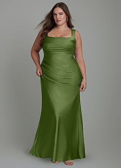 Azazie Agustina Robes de demoiselle d'honneur Robe Sirène en Satin extensible Corset Genévrier image9