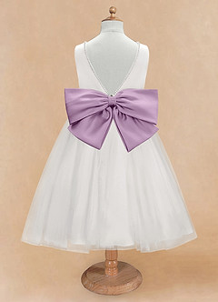 Azazie Seline Flower Girl Dresses Ivory Wisteria A-Line Bow Tulle Dress image7