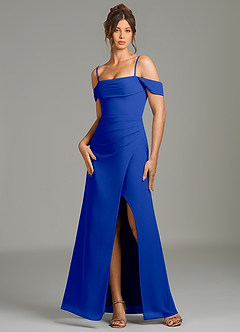 Azazie Jalice Bridesmaid Dresses Royal Blue Mermaid Off the Shoulder Chiffon Dress image6