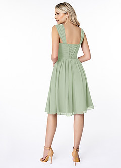 Azazie Angie Bridesmaid Dresses Dusty Sage A-Line Corset Chiffon Dress image2