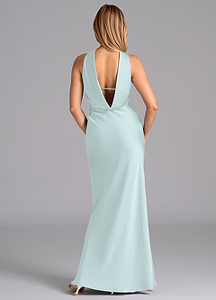 Azazie Lusinda Bridesmaid Dresses Sea Glass Mermaid Strapless Stretch Satin Dress image7