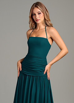Azazie Vashti 신부 들러리 드레스 에이라인 쉬폰 바닥 길이 드레스 image6