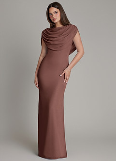 Azazie Hadley Bridesmaid Dresses Espresso Mermaid Pleated Chiffon Dress image2