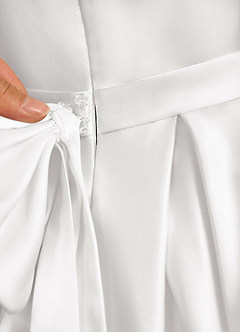 Azazie Pearl Abiti da Ragazza di Fiori Abito Principessa in Raso Opaco Plissettato Bianco image9