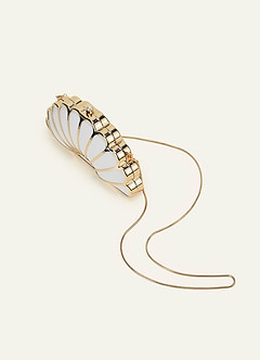 front Pochette de soirée en forme de coquillage avec armature en métal et bandoulière chaîne