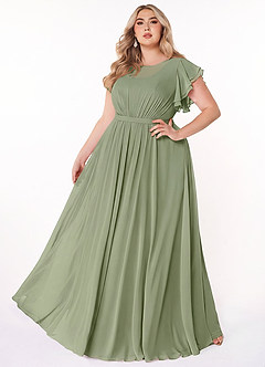 Azazie Daphne Modest Bridesmaid Dresses A-Line Ruffled Chiffon Floor-Length Dress image6