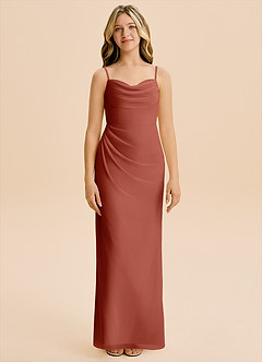 Azazie Mai Junior Auburn Sheath Pleated Chiffon Dress image3