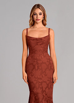 Azazie Aubrey Final Sale Terracotta Mermaid Bow Floral Burnout Dress image6