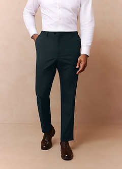 Savile Dark Green Wool Blend Dress Pants