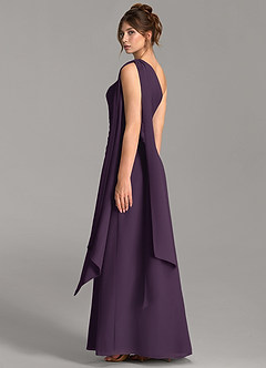 Azazie Ayra Bridesmaid Dresses Plum A-Line One Shoulder Chiffon Dress image2