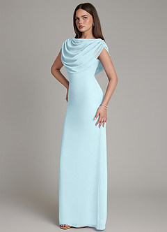 Azazie Hadley Bridesmaid Dresses Cloud Blue Mermaid Pleated Chiffon Dress image9