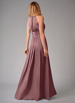Azazie Bonnie Bridesmaid Dresses Vintage Mauve A-Line Pleated Stretch Satin Dress image2