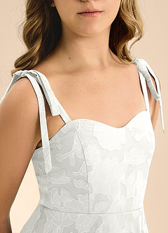 Azazie Rosey Junior White A-Line Sweetheart Neckline Floral Burnout Dress image8