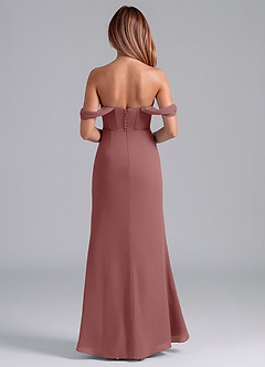 Azazie Asha Robes de demoiselle d'honneur Robe Fourreau Convertible en Mousseline de soie Épaule décolletée Rose Du Désert image5