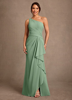 Azazie Floy Mother of the Bride Dresses Matcha Sheath One Shoulder Chiffon Dress image1