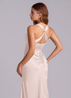 Azazie Amelie Abiti da Damigella Abito A-Line in Raso Elasticizzato Plissettato Rosa Rossore image2