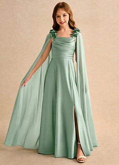 Azazie Rosita Girls Formal Flower Girl Klänningar Klä A-Line i Stretch Satin Plisserad image3