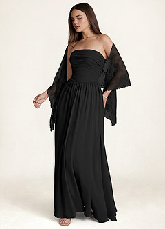 front Azazie Geborduurde sjaal van bloemenkant