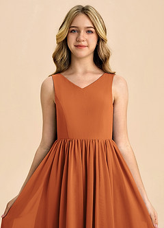 Azazie Hathaway Junior Cinnamon A-Line Bow Chiffon Dress image6