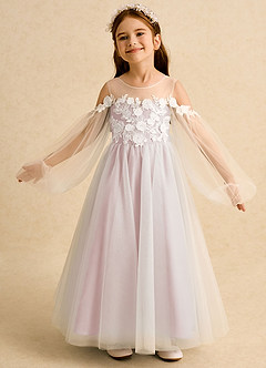 Azazie Zimi Flower Girl Dresses Blushing Pink Ball-Gown Sweetheart Neckline Tulle Dress image4
