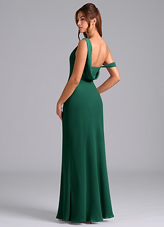 Azazie Madelyn Bridesmaid Dresses Emerald Mermaid One Shoulder Chiffon Convertible Dress image6