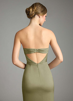 Azazie Leonis Bridesmaid Dresses Pistachio Mermaid Pleated Stretch Satin Convertible Dress image7