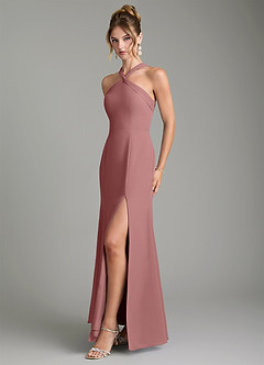Azazie Rue Bridesmaid Dresses Desert Rose A-Line Halter Chiffon Dress image5