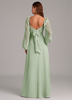 Azazie Annistyn Brudtärnklänningar Klänning av A-Linje i Chiffong Långärmad Dusty Sage image7