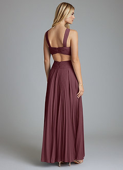 Azazie Hosanna Bridesmaid Dresses Sangria A-Line Pleated Chiffon Dress image3