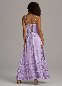 Azazie Lettie Bridesmaid Dresses Lilac A-Line Corset Floral Burnout Dress image6