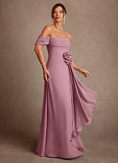 Azazie Amherst Mother of the Bride Dresses Vintage Mauve A-Line Off the Shoulder Chiffon Dress image2